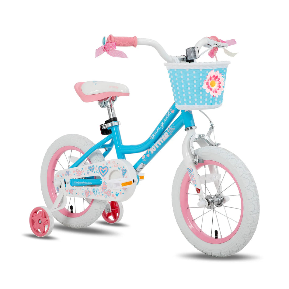 JOYSTAR - ANGEL Girls Bike, Colorful Girls Bike with Basket & Training Wheels 12 14 16 18 Inch Kids Bike Foot Brake Children Bicycle