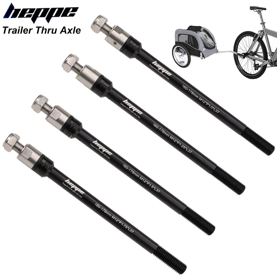 HEPPE Bicycle Trailer Thru Axle Cargo Trailer Kid Trailer Thru Axle 160-178mm Bike Trailer Hitch Axle M12 P1.0/1.25/1.5/1.75