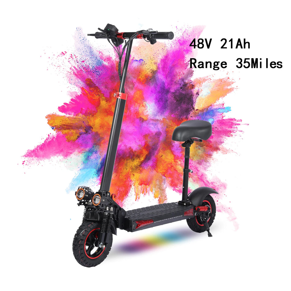 FREEBOY 1200W Off-road Electric Scooter Unisex Foldable Commuter with Seat 48V 21Ah/18Ah Battery Max Speed 30Mph Range 35Miles