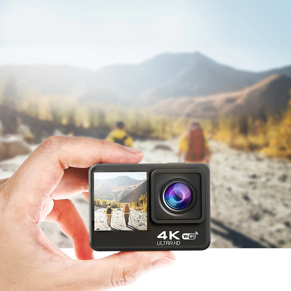 Cilecam 4K UHD 2.0 Inch IPS Screen Outdoor Sport Cam Anti-Shake Action Camera 1080P 30FPS Bicycle Video Recording Camera 120 Wide Angle