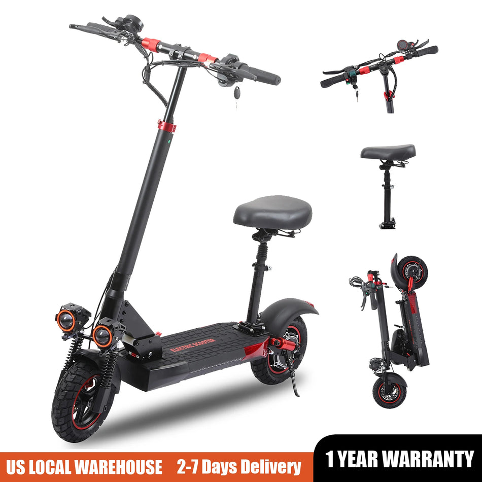 FREEBOY 800W Portable Electrice Scooter with Seat, 10"Off-Road Vacuum Tire, 30 Miles Range,Foldable E-Scooter