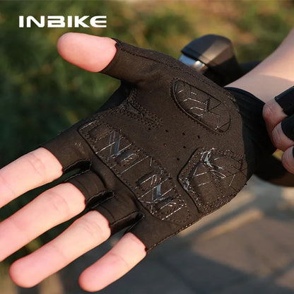 INBIKE Half Finger MTB Cycling Gloves Summer Bicycle Riding Gloves Palm Pad Reflective Men Mountain Road Bike Gloves Accessories