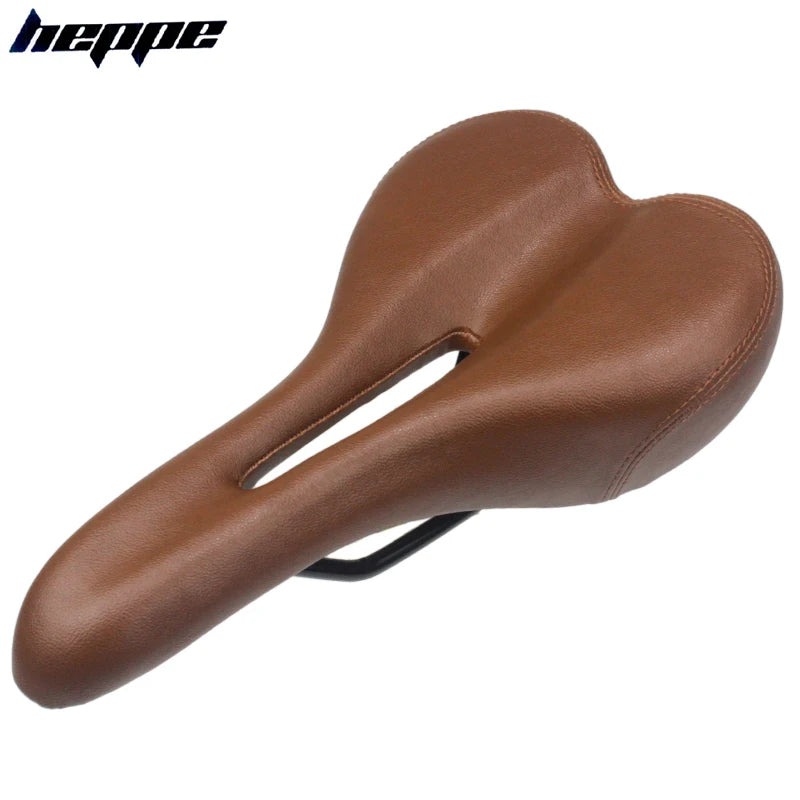 HEPPE Unisex Vintage PU Leather MTB Road Bike Saddle Hollow Retro Cushion Bicycle Seat Mat 275mmx150mm