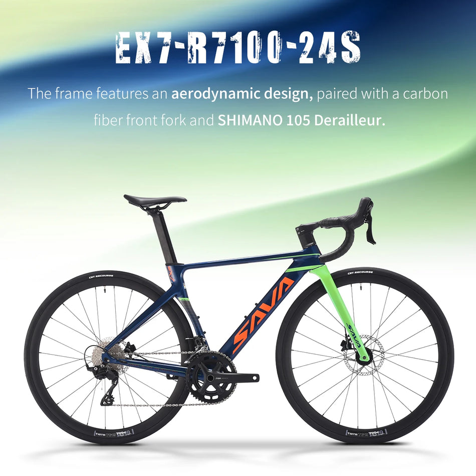 SAVA 2026 EX-7 Aluminum Road Racing Bike – SHIMANO 105 R7120 Performance Adult Bicycle