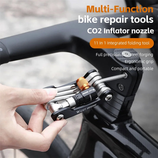 WEST BIKING  Multifunction Portable Cycling Tools Kit CO2 Pump Nozzle