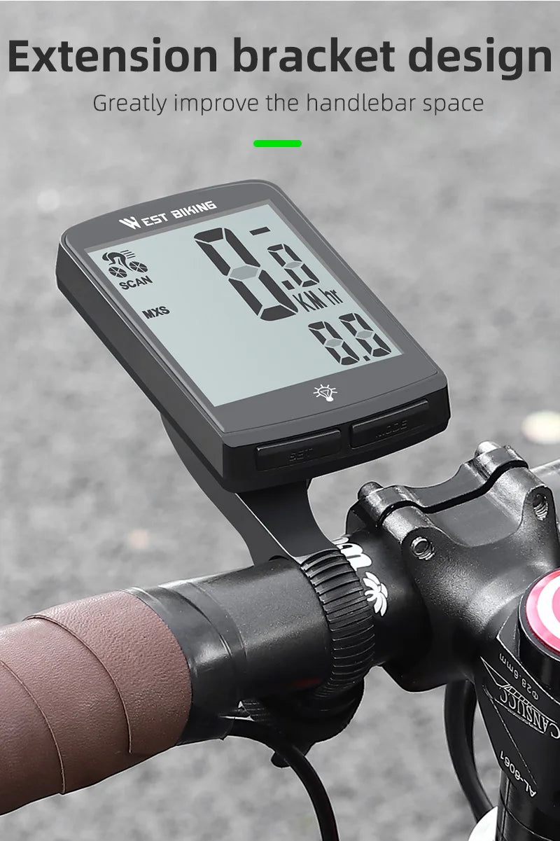 Large Display Bike Computer WEST BIKING Wireless Cycling Computer 3.4 Inch Super Large Screen – Velozzo