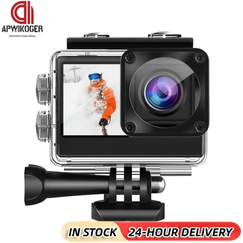 Cilecam 4K UHD 2.0 Inch IPS Screen Outdoor Sport Cam Anti-Shake Action Camera 1080P 30FPS Bicycle Video Recording Camera 120 Wide Angle