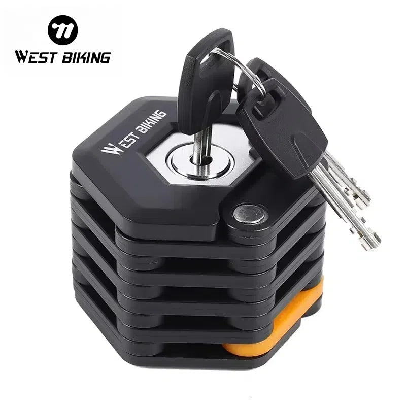 WEST BIKING Portable Folding Bicycle Lock Alloy Steel Anti-theft Safety Lock for MTB Road E-bike Motorcycle
