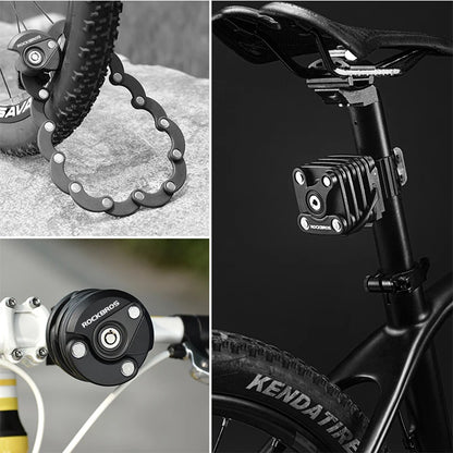 ROCKBROS Bike Lock With Keys  High-Security Anti-Theft Portable Chain Lock