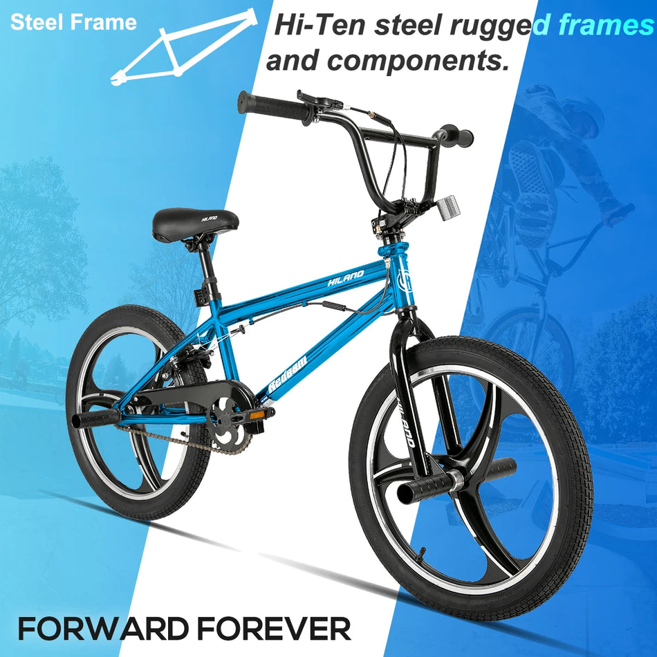 HILAND 20" Kids BMX Bike – Steel Freestyle Bicycle with U-Brakes