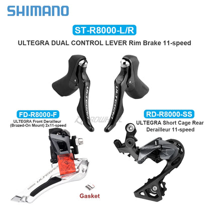 Shimano Ultegra R8000 Groupset Road Bike Bicycle 2x11 Speed freewheel 25/28/30/32T KMC X11 Chain PROWHEEL Crank 170/172.5 53-39T