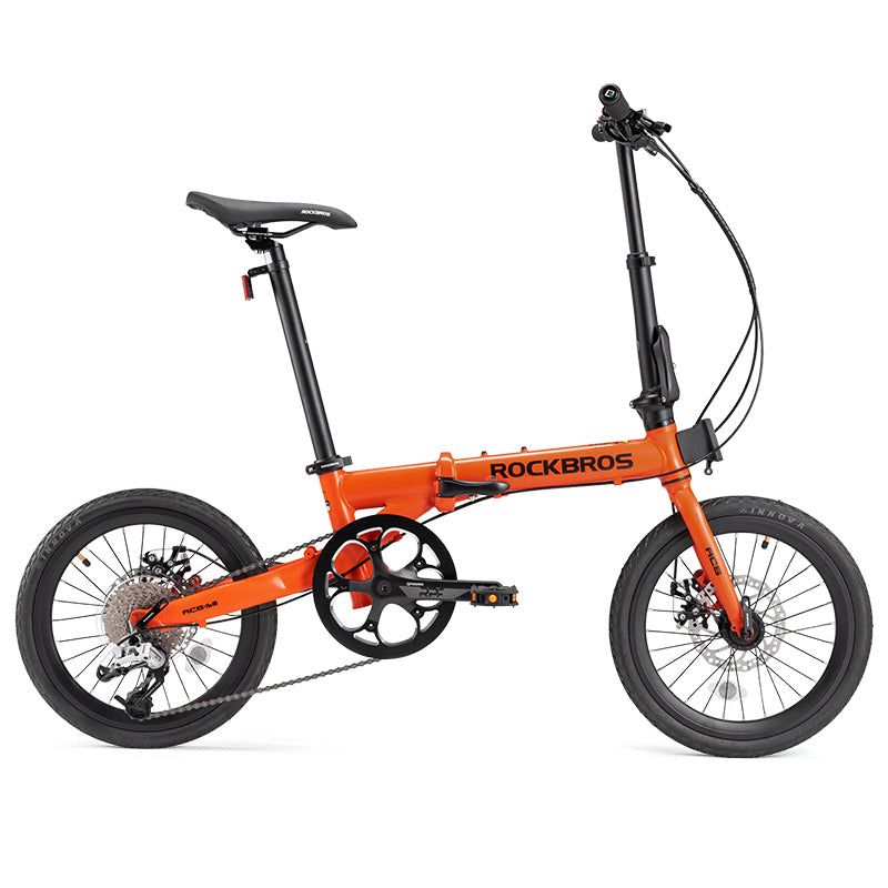 ROCKBROS 16-Inch Folding Bike – 9-Speed Urban Commuter Bicycle with Disc Brakes
