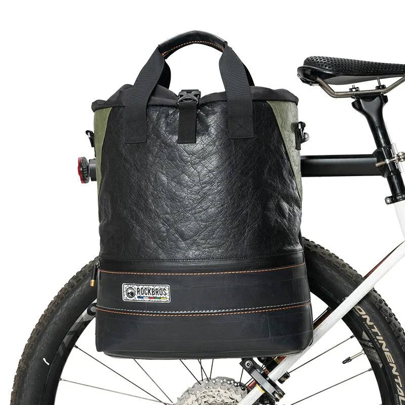 ROAD TO SKY Sustainable 12L Waterproof Bike Panniers – Eco-Friendly Recycled Tire Bicycle Rear Bags